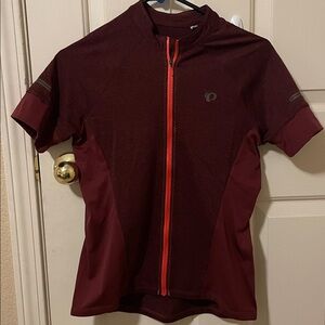 Pearl Izumi Burgundy and Blue Full Zip Cycling Top